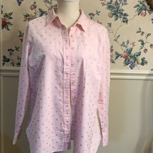 Talbots pale pink blouse with silver dots sz L